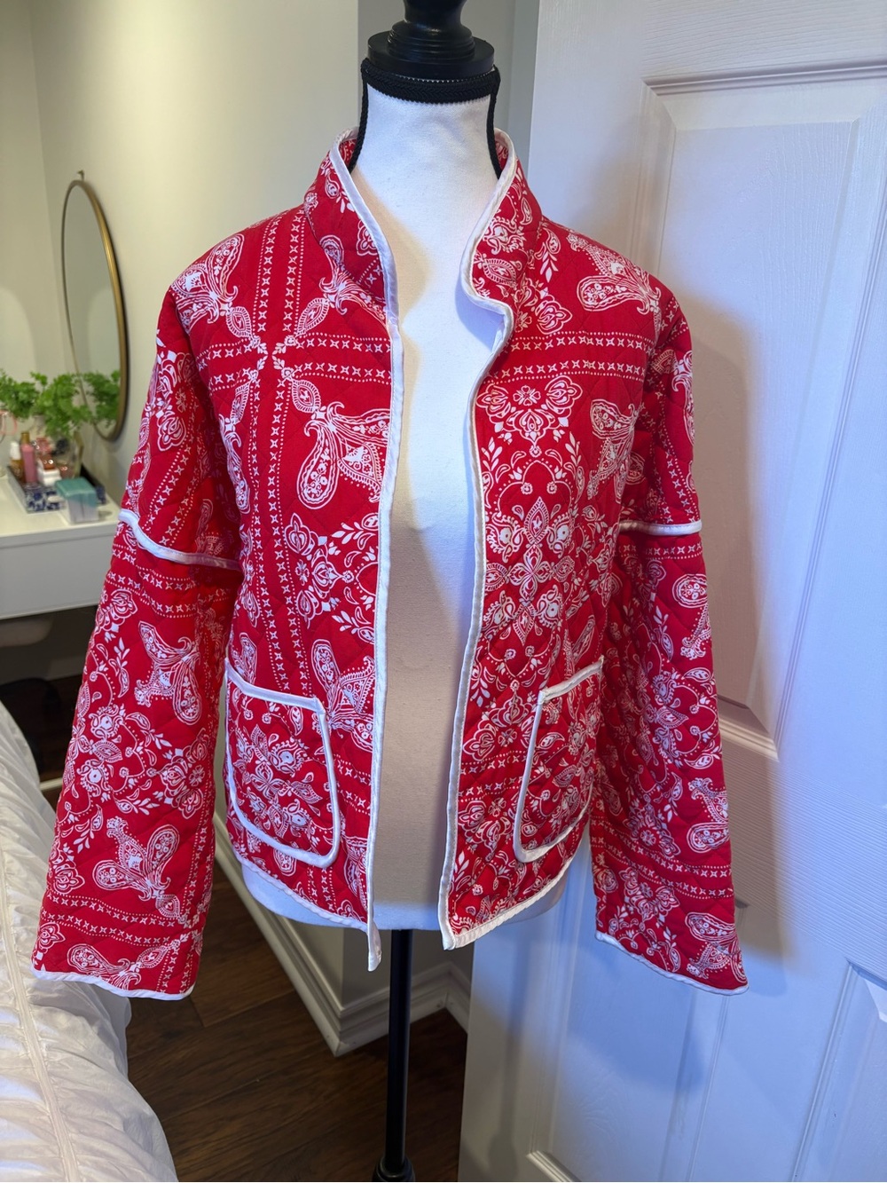 Autres Filles Red Bandana Paisley Quilted Jacket Women’s Large Western